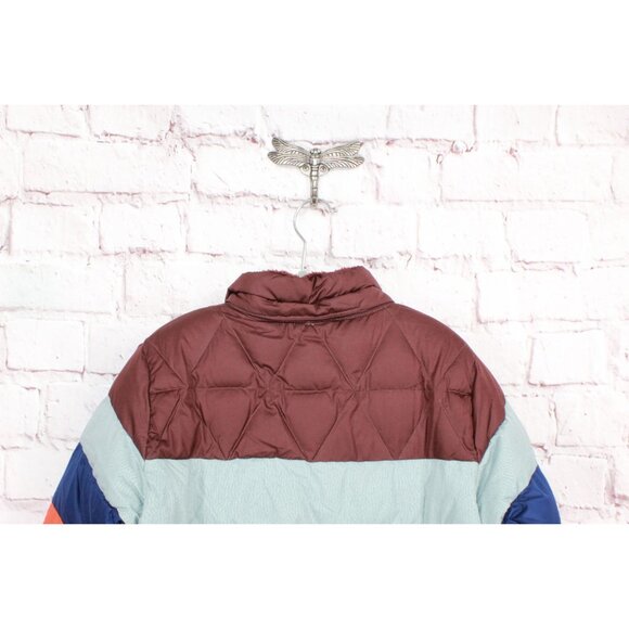 LL Bean Bean's Down Jacket Fleece Lined Colorblock Multicolor Size M 10-12 - Picture 4 of 13